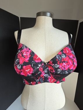 🌸 Mierside Plus Size Floral Underwire Bra - Size 46D 🌸